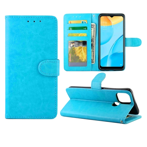 

For OPPO A15 Crazy Horse Texture Leather Horizontal Flip Protective Case with Holder & Card Slots & Wallet & Photo Frame(Baby Blue)