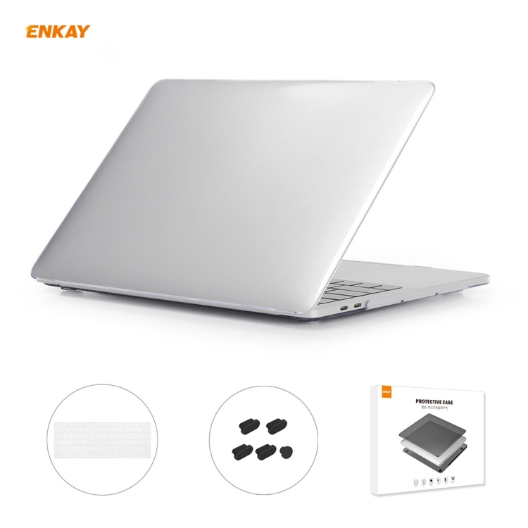 

ENKAY 3 in 1 Crystal Laptop Protective Case + US Version TPU Keyboard Film + Anti-dust Plugs Set for MacBook Pro 13.3 inch A1706 / A1989 / A2159 (with Touch Bar)(Transparent)