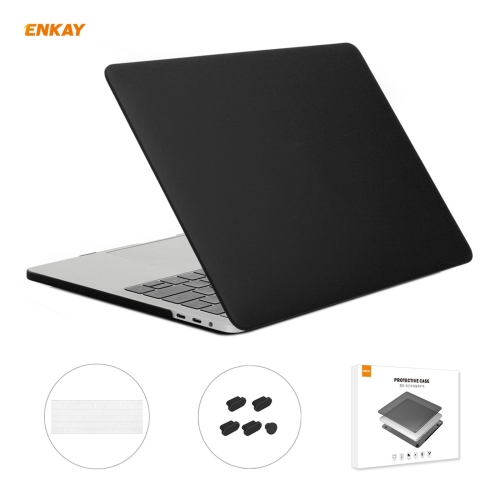 

ENKAY 3 in 1 Matte Laptop Protective Case + US Version TPU Keyboard Film + Anti-dust Plugs Set for MacBook Pro 15.4 inch A1707 & A1990 (with Touch Bar)(Black)