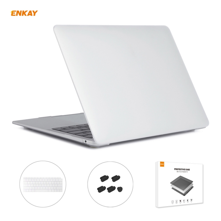 

ENKAY 3 in 1 Matte Laptop Protective Case + US Version TPU Keyboard Film + Anti-dust Plugs Set for MacBook Air 13.3 inch A1932 (2018)(White)