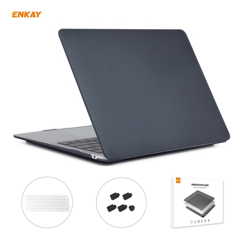 

ENKAY 3 in 1 Matte Laptop Protective Case + EU Version TPU Keyboard Film + Anti-dust Plugs Set for MacBook Air 13.3 inch A1932 (2018)(Black)