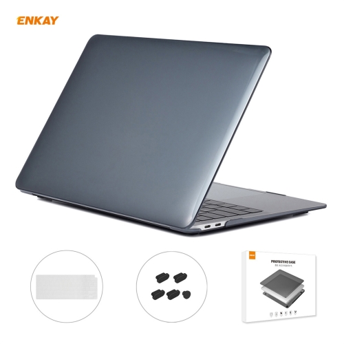 

ENKAY 3 in 1 Crystal Laptop Protective Case + US Version TPU Keyboard Film + Anti-dust Plugs Set for MacBook Air 13.3 inch A2179 & A2337 (2020)(Black)