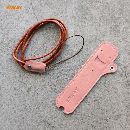 

For JUUL Hat-Prince ENKAY Litchi Texture Full Surrounded PU Leather Case with Nylon Lanyard(Pink)