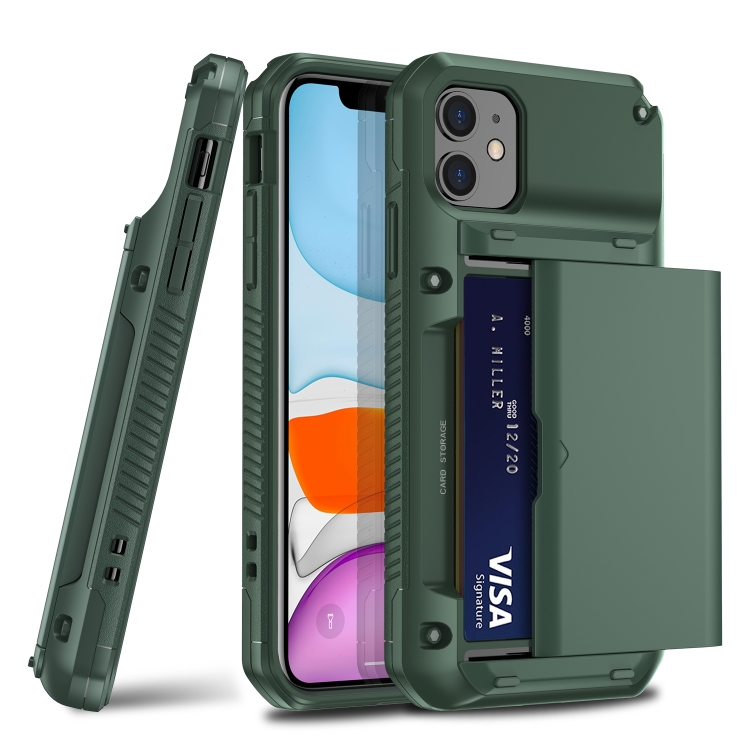 

For iPhone 11 Pro Max PC+TPU Shockproof Armor Protective Case with Card Slot(Army Green)