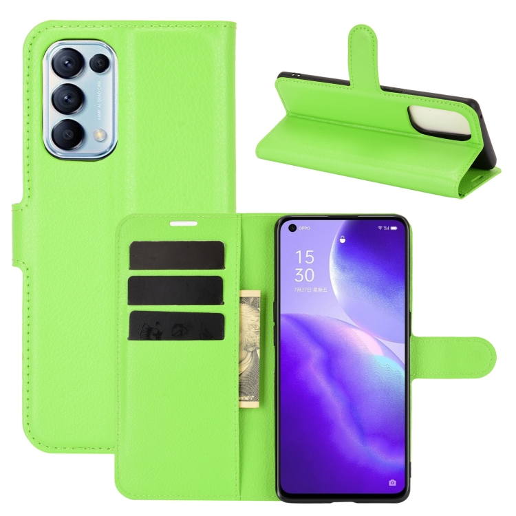 

For OPPO Reno5 5G Litchi Texture Horizontal Flip Protective Case with Holder & Card Slots & Wallet(Green)