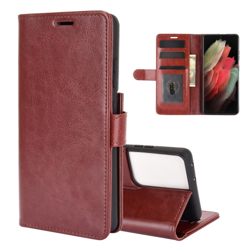 

For Samsung Galaxy S21 Ultra R64 Texture Single Horizontal Flip Protective Case with Holder & Card Slots & Wallet& Photo Frame(Brown)