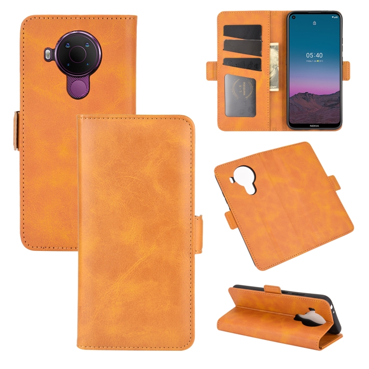 

For Nokia 5.4 Dual-side Magnetic Buckle Horizontal Flip Leather Case with Holder & Card Slots & Wallet(Yellow)
