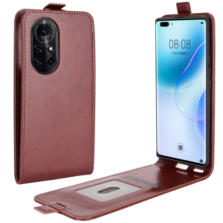 

For Huawei nova 8 Pro 5G R64 Texture Single Vertical Flip Leather Protective Case with Card Slots & Photo Frame(Brown)