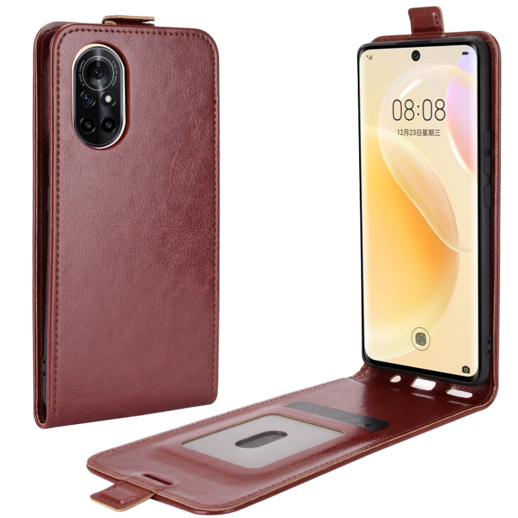 

For Huawei nova 8 5G R64 Texture Single Vertical Flip Leather Protective Case with Card Slots & Photo Frame(Brown)