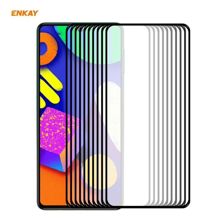 

For Samsung Galaxy F62 10 PCS ENKAY Hat-Prince Full Glue 0.26mm 9H 2.5D Tempered Glass Full Coverage Film