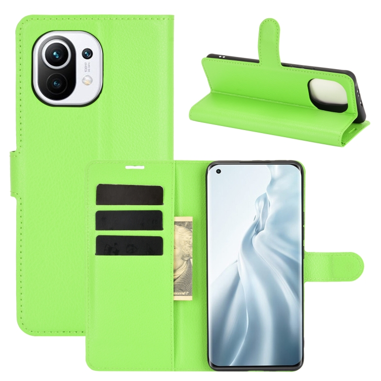 

For Xiaomi Mi 11 Litchi Texture Horizontal Flip Protective Case with Holder & Card Slots & Wallet(Green)