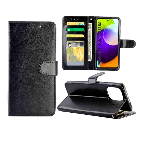 

For Samsung Galaxy A52 5G / 4G Crazy Horse Texture Leather Horizontal Flip Protective Case with Holder & Card Slots & Wallet & Photo Frame(Black)