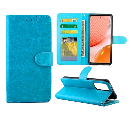 

For Samsung Galaxy A72 5G / 4G Crazy Horse Texture Leather Horizontal Flip Protective Case with Holder & Card Slots & Wallet & Photo Frame(Baby Blue)