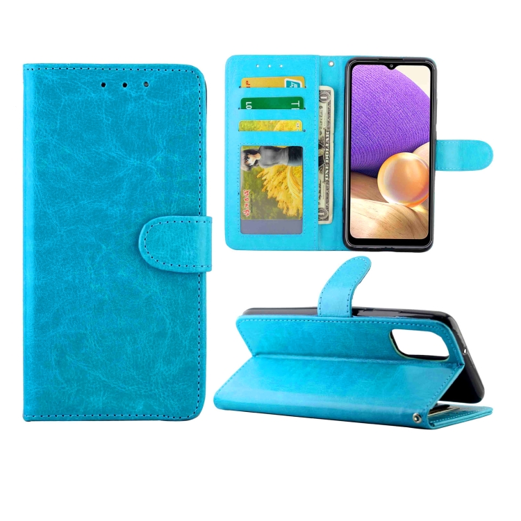 

For Samsung Galaxy A32 5G Crazy Horse Texture Leather Horizontal Flip Protective Case with Holder & Card Slots & Wallet & Photo Frame(Baby Blue)