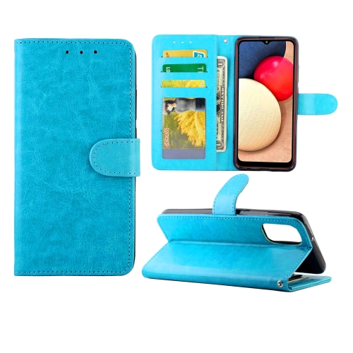 

For Samsung Galaxy A02S Crazy Horse Texture Leather Horizontal Flip Protective Case with Holder & Card Slots & Wallet & Photo Frame(Baby Blue)