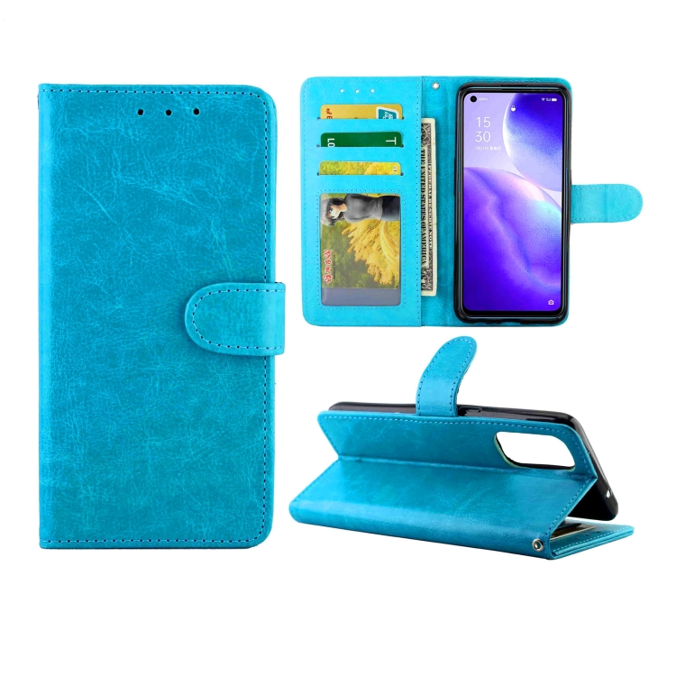 

For OPPO Reno5 5G Crazy Horse Texture Leather Horizontal Flip Protective Case with Holder & Card Slots & Wallet & Photo Frame(Baby Blue)