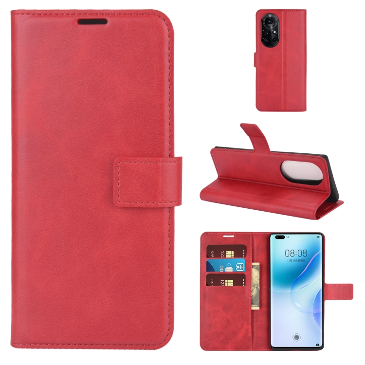 

For Huawei Nova 8 Pro 5G Retro Calf Pattern Buckle Horizontal Flip Leather Case with Holder & Card Slots & Wallet(Red)