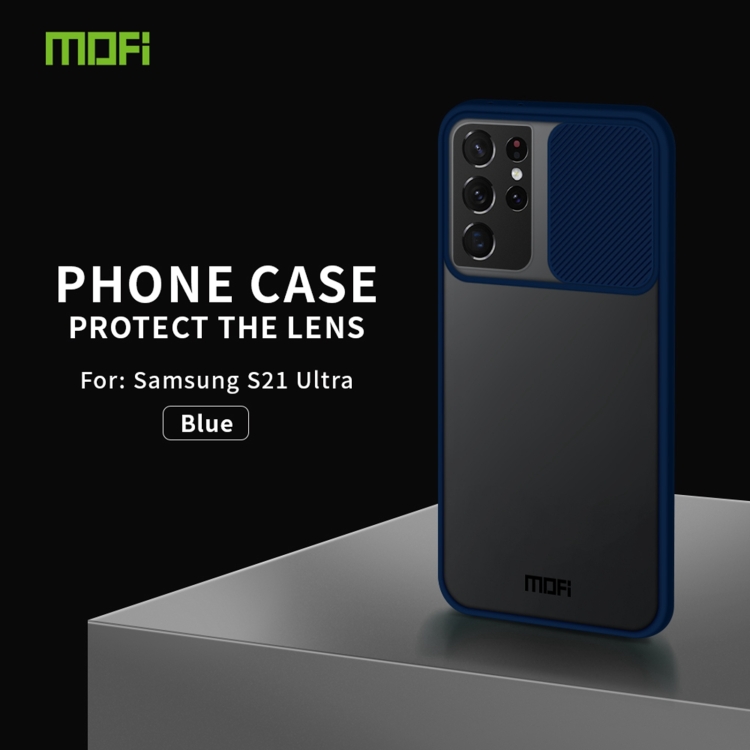 

For Samsung Galaxy S21 Ultra 5G MOFI Xing Dun Series Translucent Frosted PC + TPU Privacy Anti-glare Shockproof All-inclusive Protective Case(Blue)
