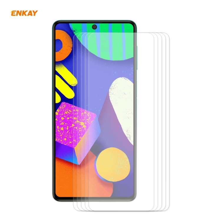 

For Samsung Galaxy F62 5 PCS ENKAY Hat-Prince 0.26mm 9H 2.5D Curved Edge Tempered Glass Film