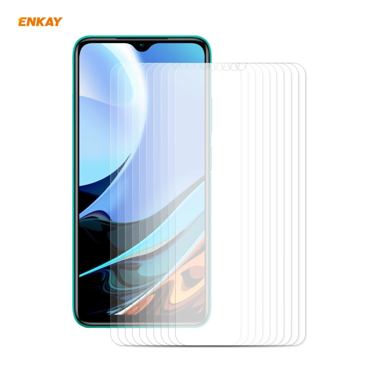 

For Xiaomi Redmi 9T 10 PCS ENKAY Hat-Prince 0.26mm 9H 2.5D Curved Edge Tempered Glass Film