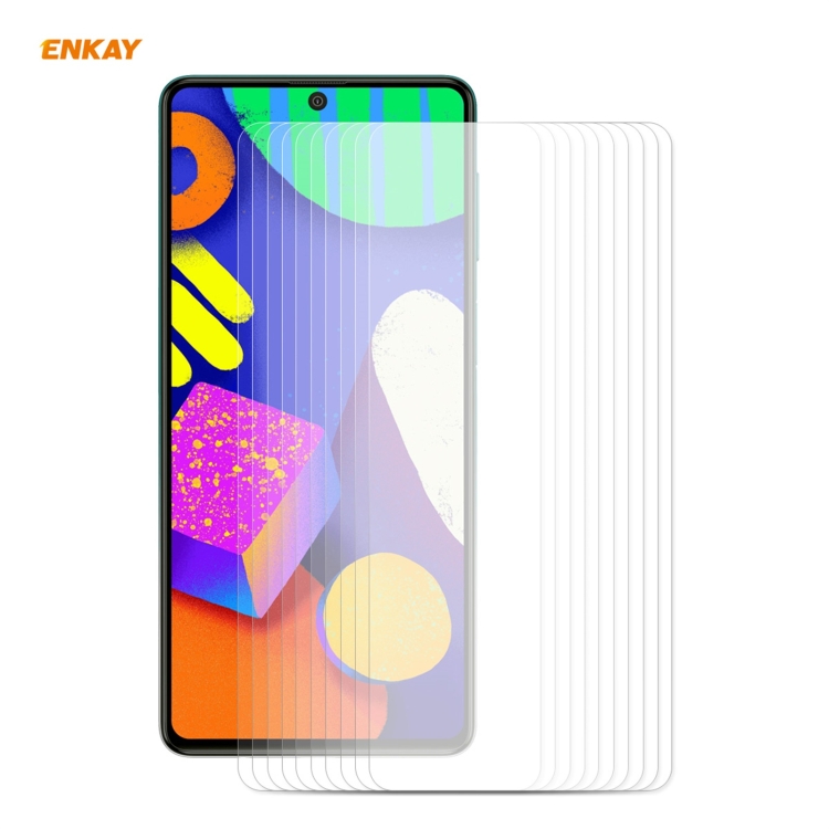

For Samsung Galaxy F62 10 PCS ENKAY Hat-Prince 0.26mm 9H 2.5D Curved Edge Tempered Glass Film