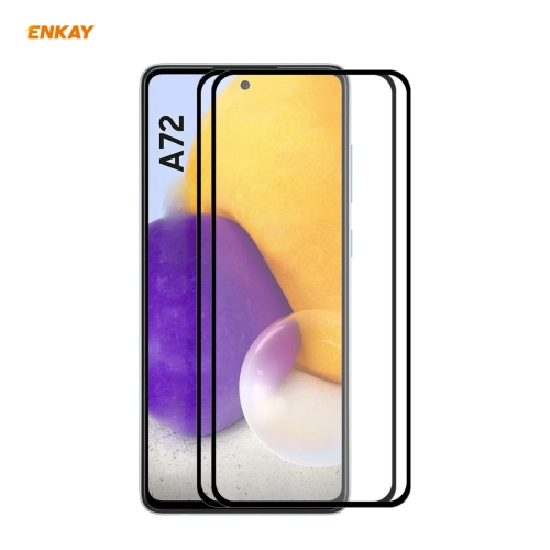 

For Samsung Galaxy A72 5G 2 PCS ENKAY Hat-Prince Full Glue 0.26mm 9H 2.5D Tempered Glass Full Coverage Film