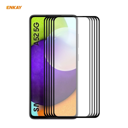 

For Samsung Galaxy A52 5G / 4G 5 PCS ENKAY Hat-Prince Full Glue 0.26mm 9H 2.5D Tempered Glass Full Coverage Film