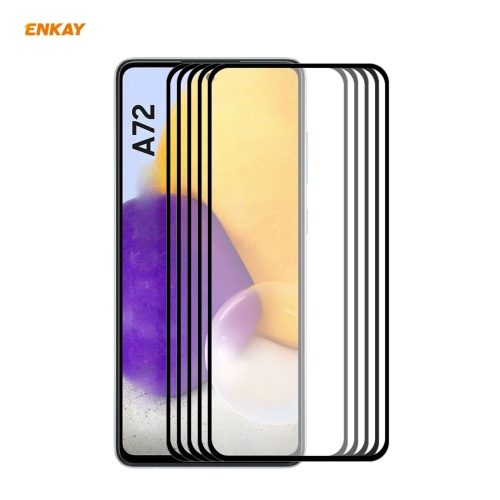 

For Samsung Galaxy A72 5G / 4G 5 PCS ENKAY Hat-Prince Full Glue 0.26mm 9H 2.5D Tempered Glass Full Coverage Film