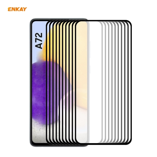 

For Samsung Galaxy A72 5G / 4G 10 PCS ENKAY Hat-Prince Full Glue 0.26mm 9H 2.5D Tempered Glass Full Coverage Film