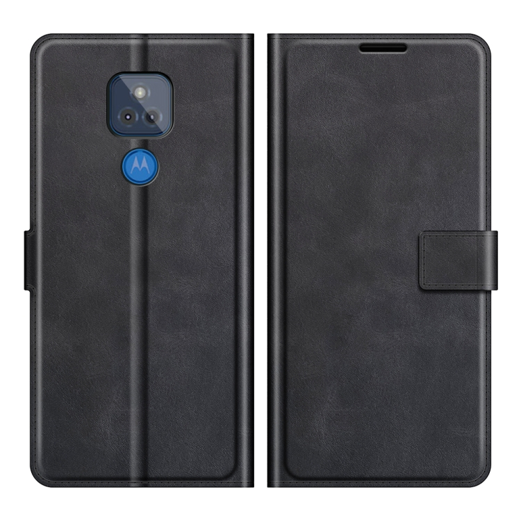 

Retro Calf Pattern Buckle Card Wallet Left and Right Flip Phone Holster with Bracket Function For Motorola G Play 2021(Black)
