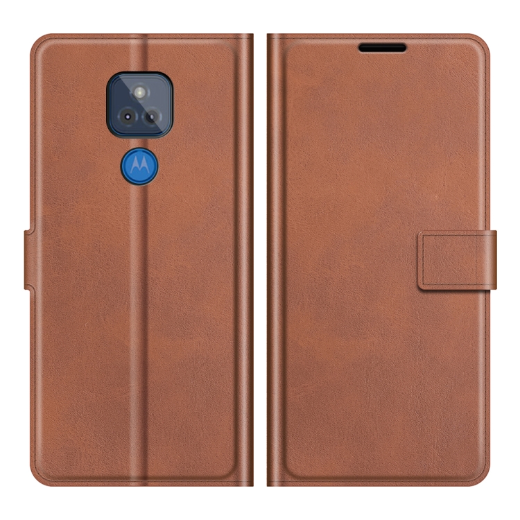 

Retro Calf Pattern Buckle Card Wallet Left and Right Flip Phone Holster with Bracket Function For Motorola G Play 2021(Light Brown)