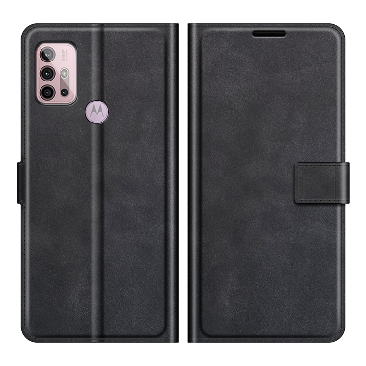 

Retro Calf Pattern Buckle Card Wallet Left and Right Flip Phone Holster with Bracket Function For Motorola G30 / G10(Black)