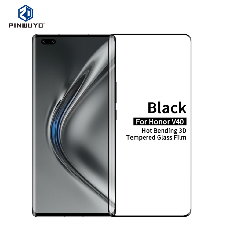 

For Honor V40 PINWUYO 9H 3D Hot Bending Tempered Glass Film(Black)