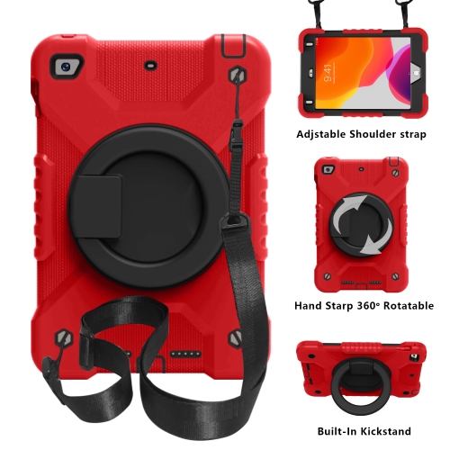 

PC + Silicone Shockproof Combination Case with 360 Degree Rotating Holder & Handle & Shoulder Strap For iPad mini 5 / mini 4(Red+Black)