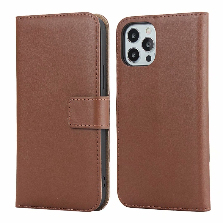 

Plain Texture Cowhide Leather Horizontal Flip Case with Magnetic Clasp & Holder & Card Slots & Wallet For iPhone 12 Pro Max(Brown)