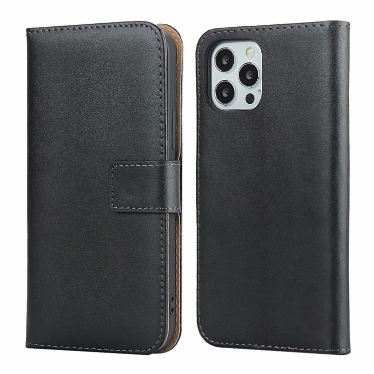

Plain Texture Cowhide Leather Horizontal Flip Case with Magnetic Clasp & Holder & Card Slots & Wallet For iPhone 12 / 12 Pro(Black)
