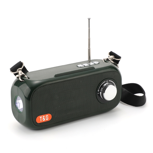 

T&G TG613 TWS Solar Portable Bluetooth Speakers with LED Flashlight, Support TF Card / FM / AUX / U Disk(Dark Green)