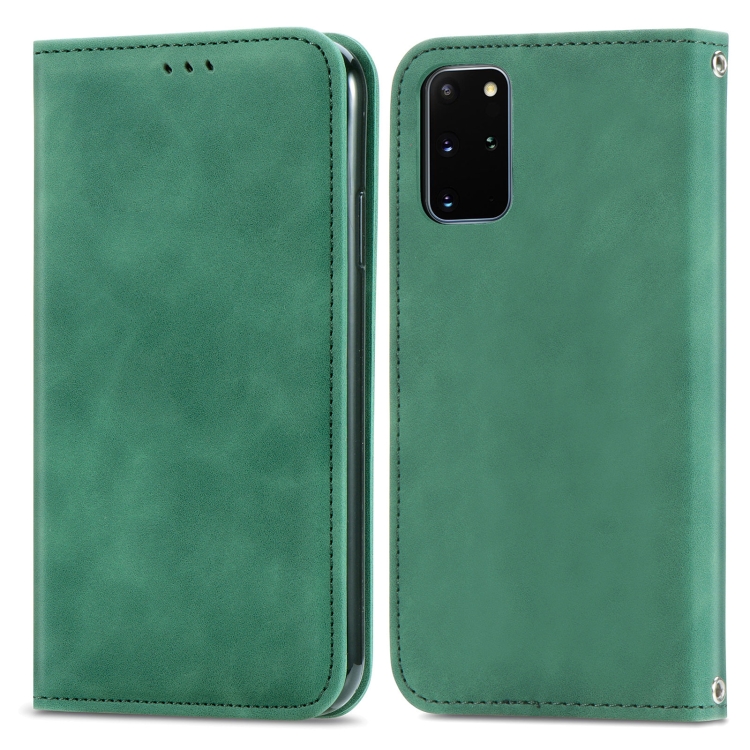 

For Samsung Galaxy S20 Plus Retro Skin Feel Business Magnetic Horizontal Flip Leather Case with Holder & Card Slots & Wallet & Photo Frame(Green)