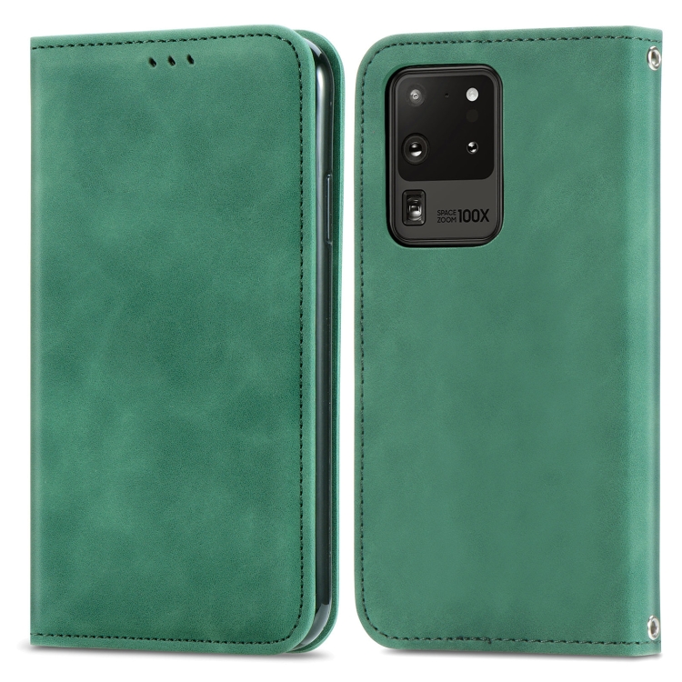 

For Samsung Galaxy S20 Ultra Retro Skin Feel Business Magnetic Horizontal Flip Leather Case with Holder & Card Slots & Wallet & Photo Frame(Green)