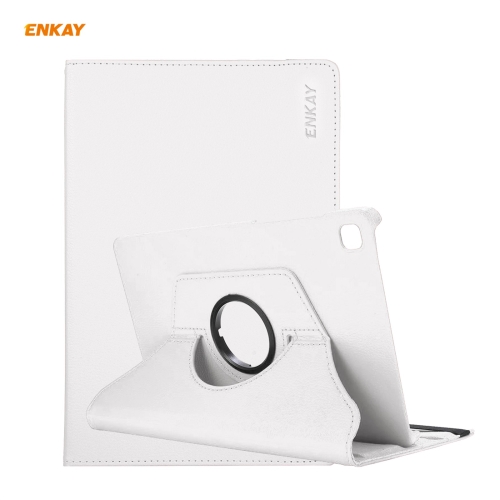 

ENKAY ENK-8028 360 Degree Rotation PU Leather Smart Case with Auto Sleep and Holder Function For Samsung Galaxy Tab S6 Lite P610 / P615(White)