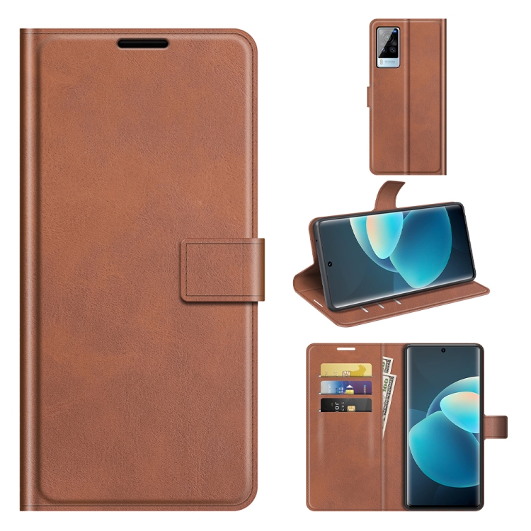 

For vivo X60 Pro Retro Calf Pattern Buckle Horizontal Flip Leather Case with Holder & Card Slots & Wallet(Light Brown)