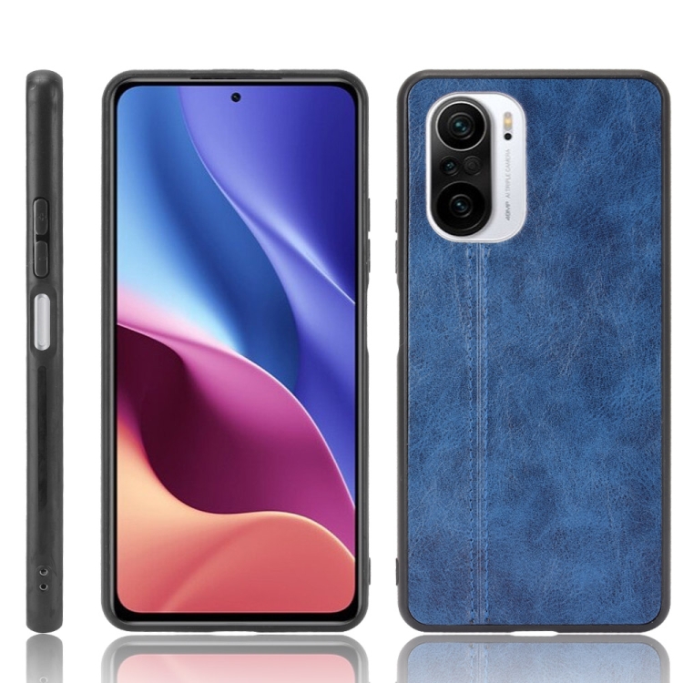 

For Xiaomi Redmi K40 / K40 Pro Shockproof Sewing Cow Pattern Skin PC + PU + TPU Case(Blue)