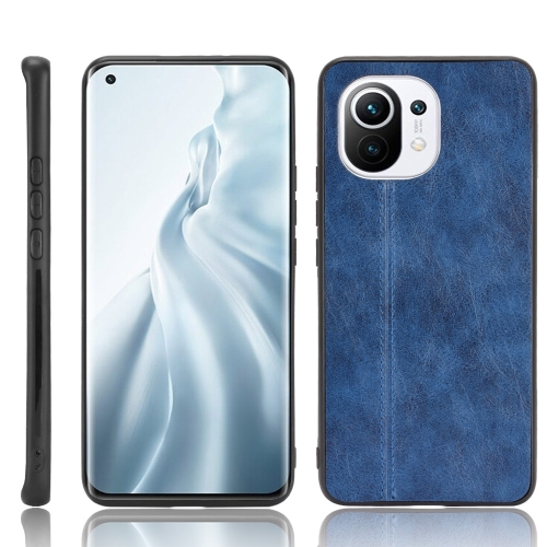 

For Xiaomi Mi 11 Shockproof Sewing Cow Pattern Skin PC + PU + TPU Case(Blue)