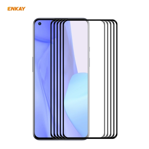 

For OnePlus 9 / 9R 5 PCS ENKAY Hat-Prince Full Glue 0.26mm 9H 2.5D Tempered Glass Full Coverage Film