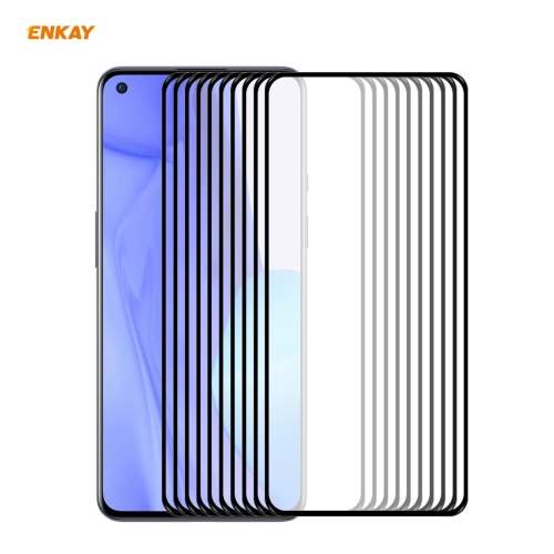 

For OnePlus 9 / 9R 10 PCS ENKAY Hat-Prince Full Glue 0.26mm 9H 2.5D Tempered Glass Full Coverage Film