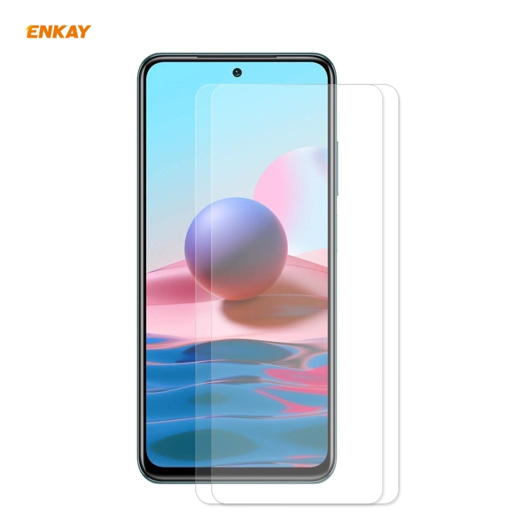 

For Redmi Note 10 / Note 10S 2 PCS ENKAY Hat-Prince 0.26mm 9H 2.5D Curved Edge Tempered Glass Film