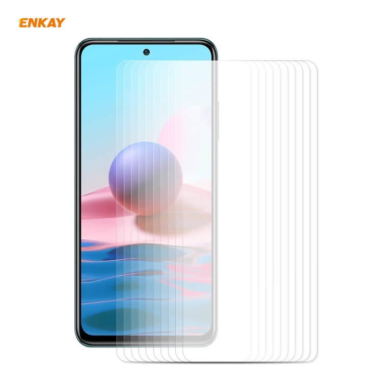 

For Redmi Note 10 / Note 10S 10 PCS ENKAY Hat-Prince 0.26mm 9H 2.5D Curved Edge Tempered Glass Film