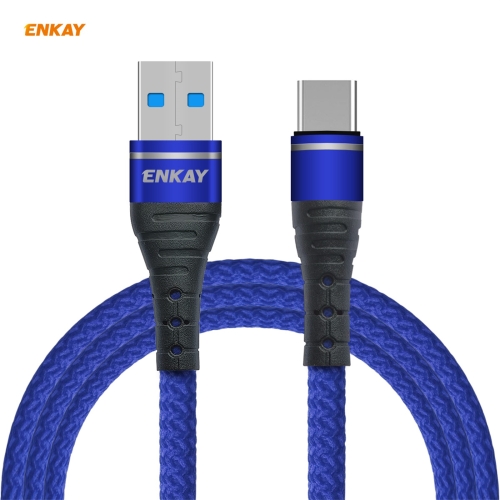 

ENKAY Hat-Prince ENK-CB108 USB to USB Type-C Nylon Woven Fabric Texture Fast Charging Data Cable, Length: 1m(Blue)