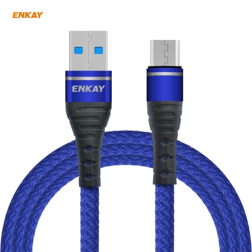 

ENKAY Hat-Prince ENK-CB308 USB to Micro USB Nylon Woven Fabric Texture Fast Charging Data Cable, Length: 1m(Blue)
