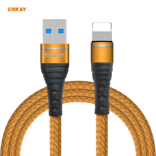 

ENKAY Hat-Prince ENK-CB208 USB to 8 Pin Nylon Woven Fabric Texture Fast Charging Data Cable, Length: 1m(Gold)